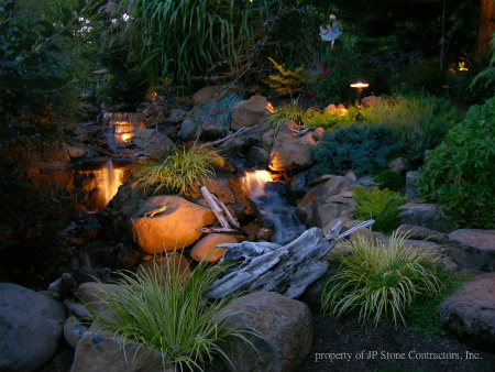 Water Feature with Low Voltage Lighting